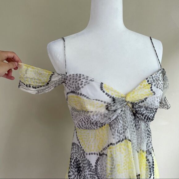 Vintage Milly NY Silk OTS Yellow Polka Dot Dress - Picture 2 of 12